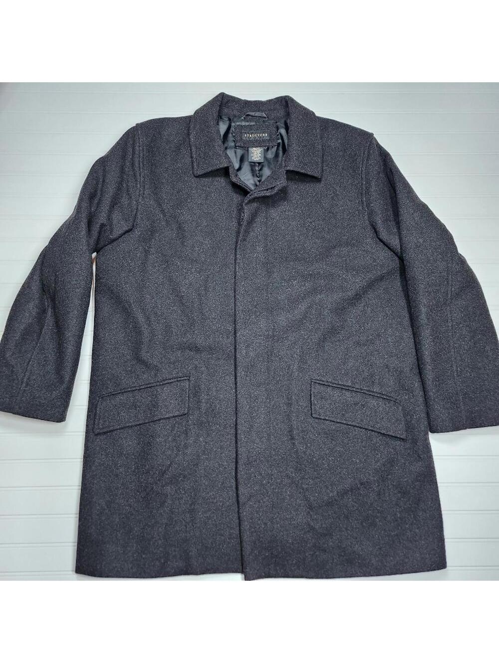 Structure Men's Gray Wool Topcoat - Classic and Stylish XLarge